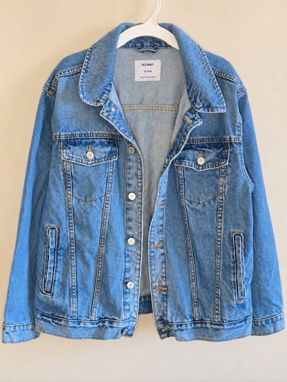 Old Navy Girls XL 14-16 Oversized Denim Jean Jacket Blue 100% Cotton Teen